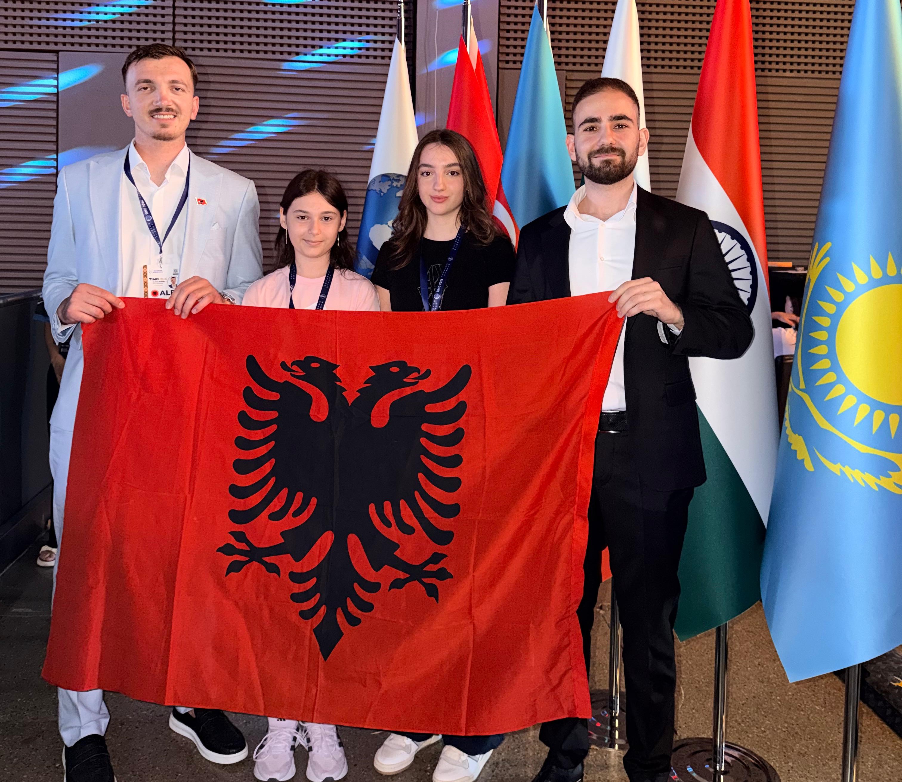 Young students with medals after olympiad